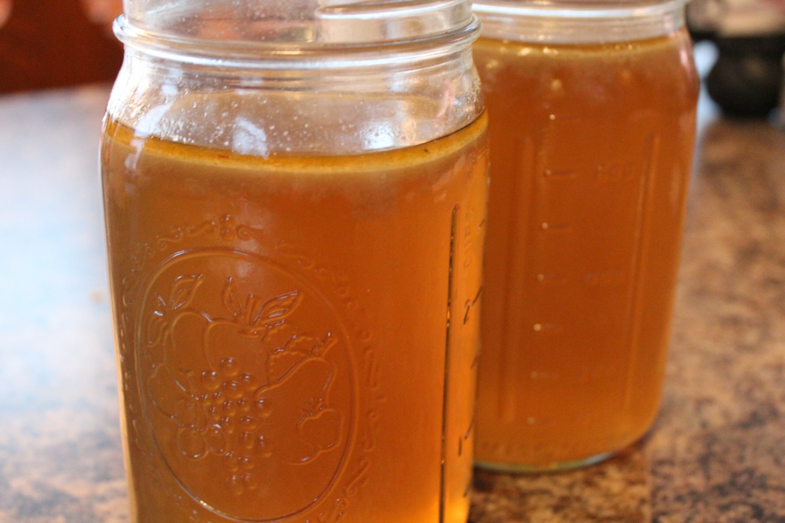 Chicken bone broth jars cooling