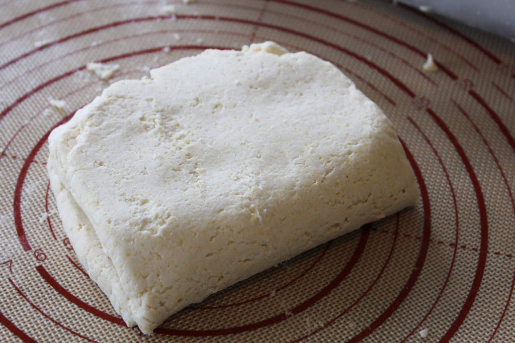 Gluten free pie crust folded like an envelope